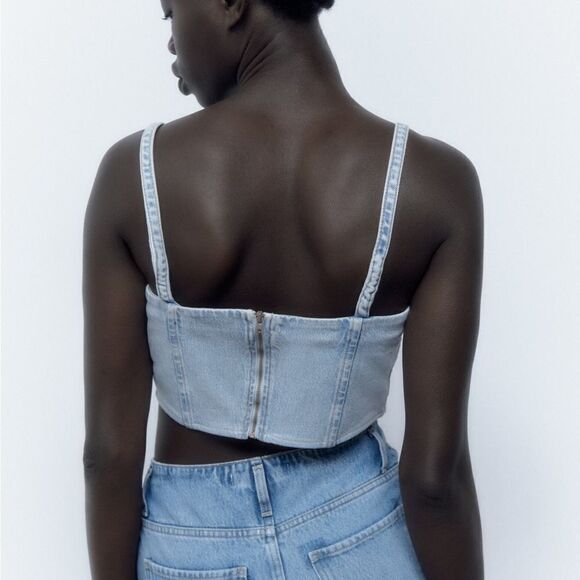 Zara Denim Corset Top - Picture 4 of 6